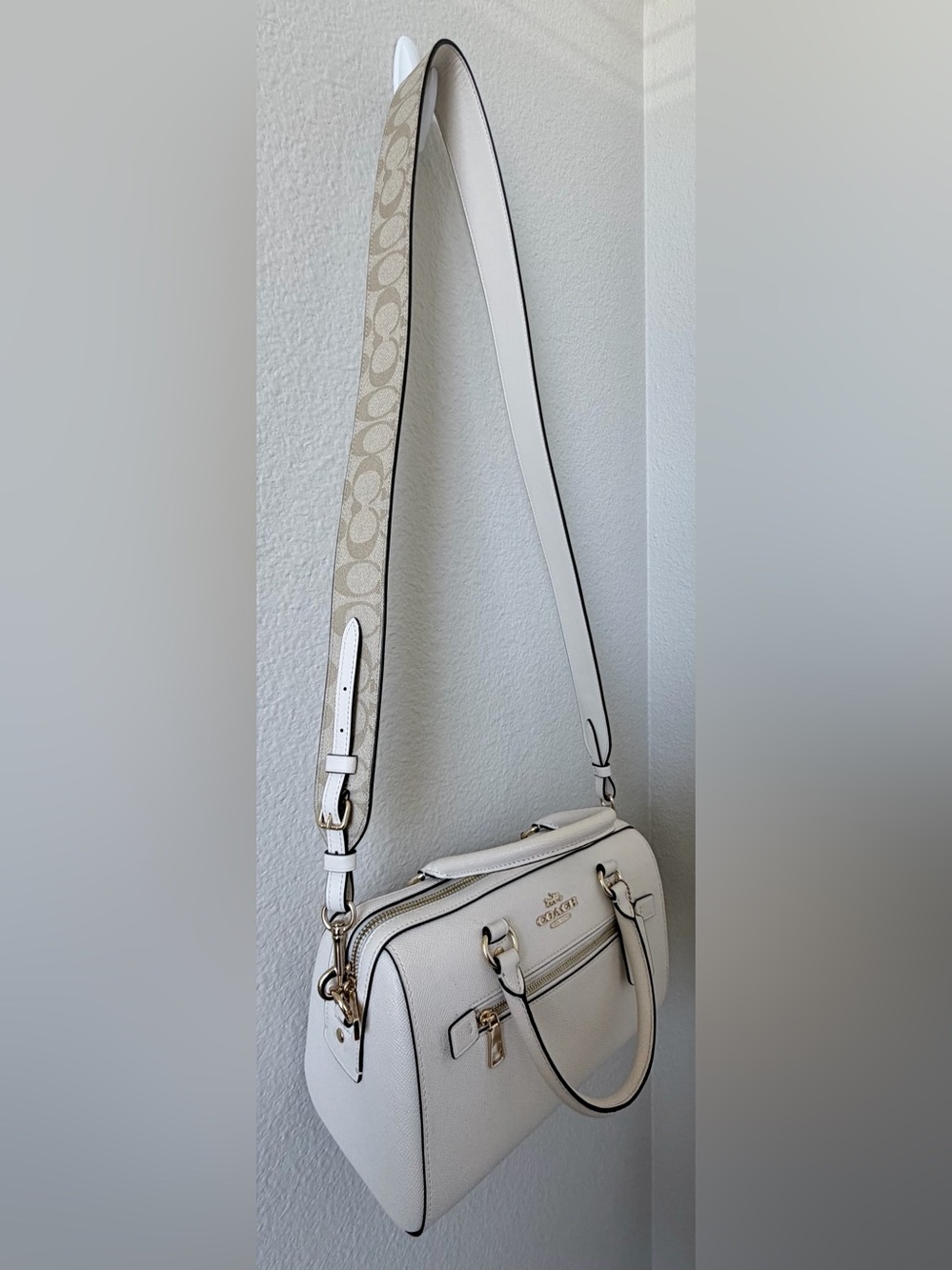 Coach Chalk Rowan and Coach Signature Crossbody Strap(2 piece bundle-price firm)